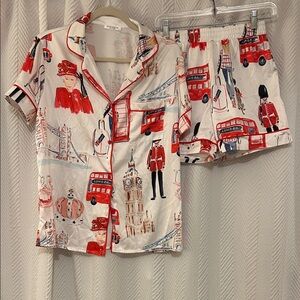 SHESHOW Red and White London Pajama Set